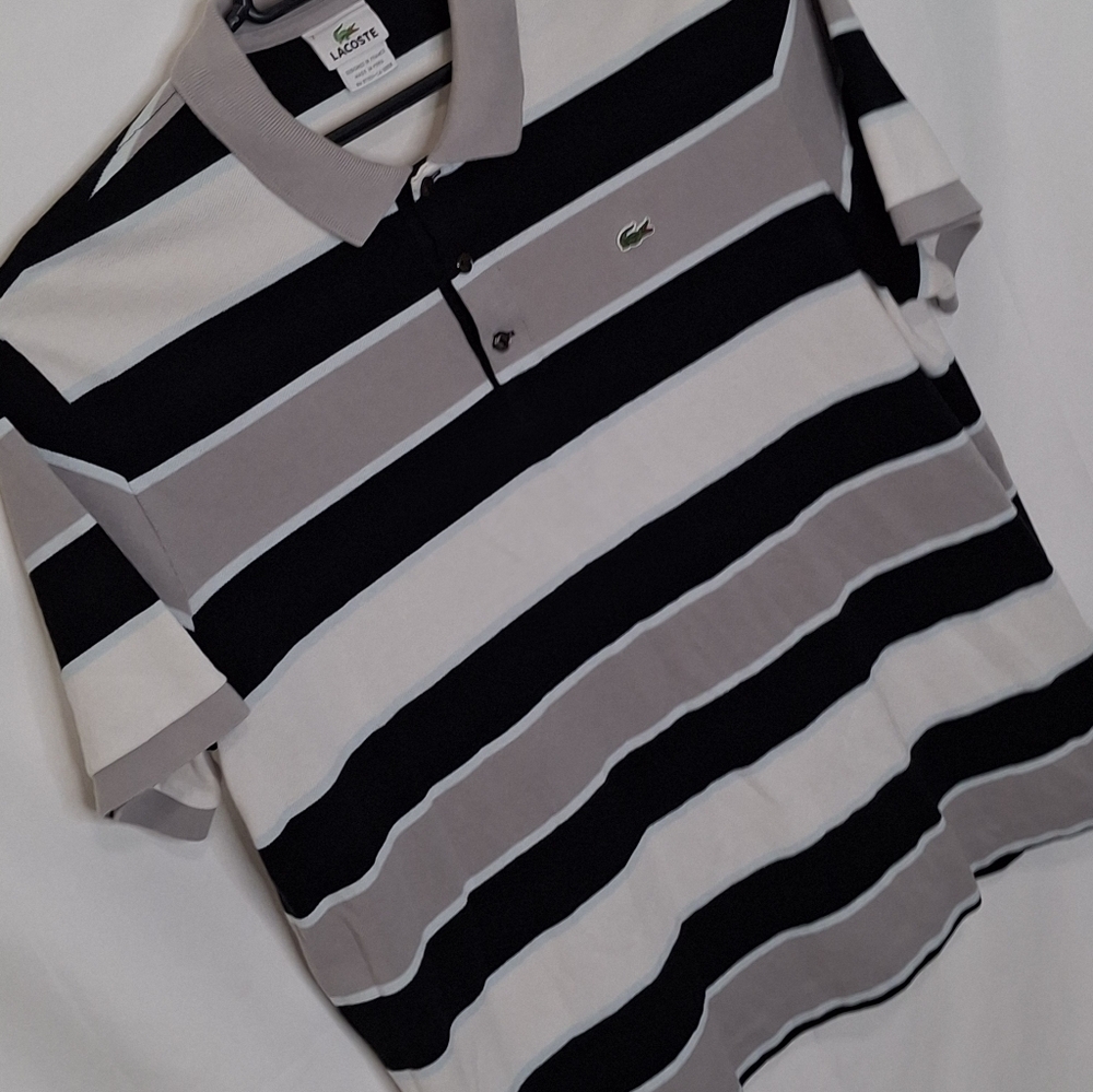 Lacoste Striped Pique Polo Shirt Size XXL (7) - Picture 8 of 13